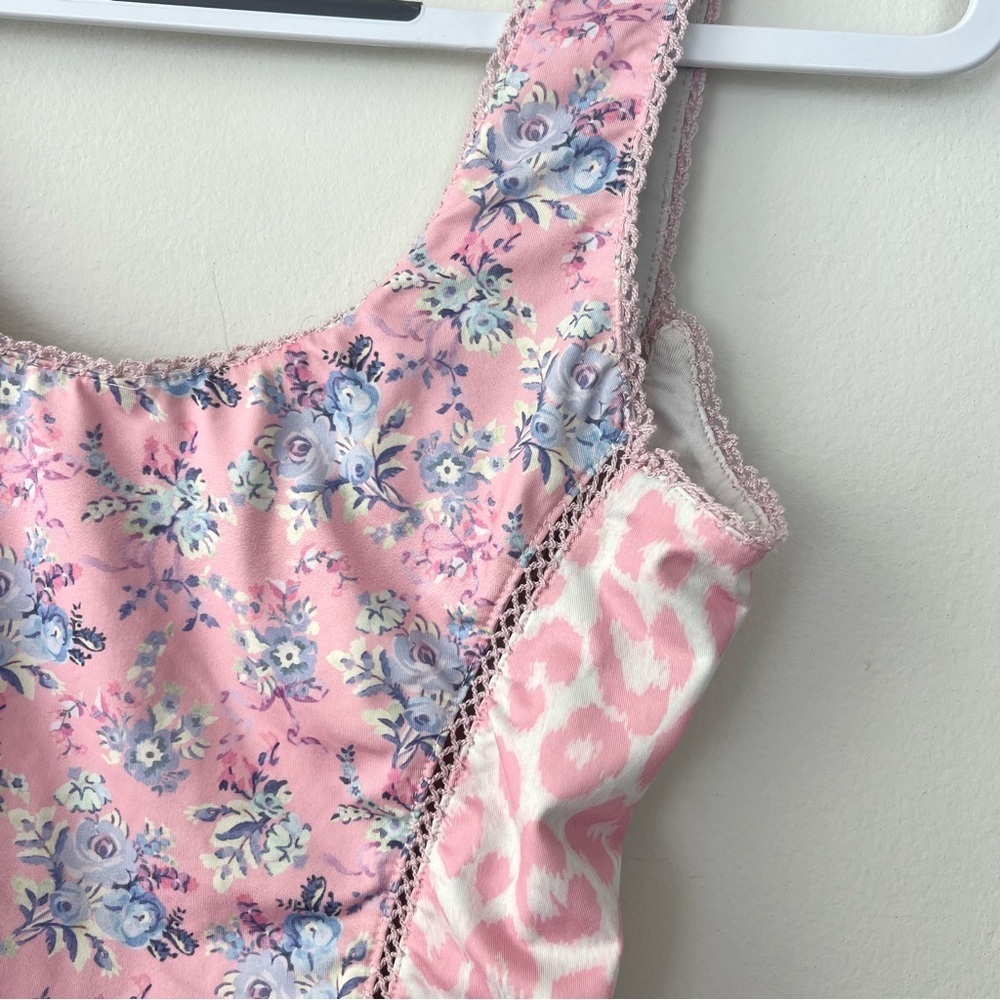 LoveShackFancy Mikkel One Piece Swim Bathing Suit Floral Pink View 6